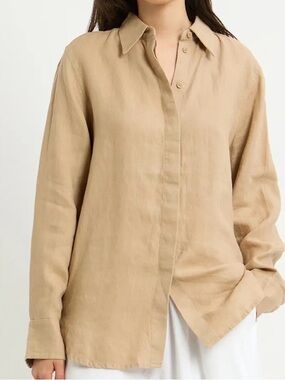 COS 100% Linen Beige Shirt Size 6